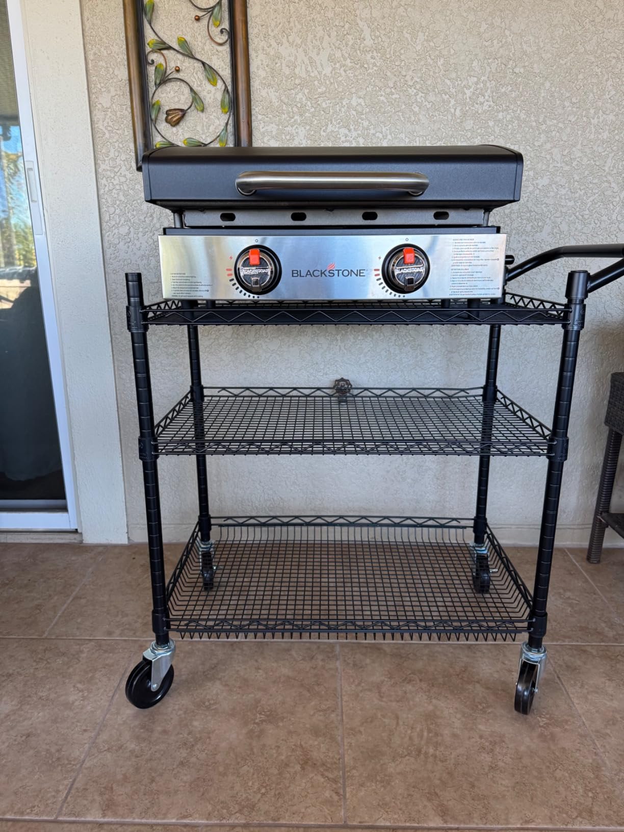 Finnhomy 3 Tier Heavy Duty Commercial Grade Utility Cart, Wire Rolling Cart with Handle Bar, Steel Service Cart with Wheels, Utility Shelf Plant Display Shelf Food Storage Trolley, NSF Listed customer photo 2