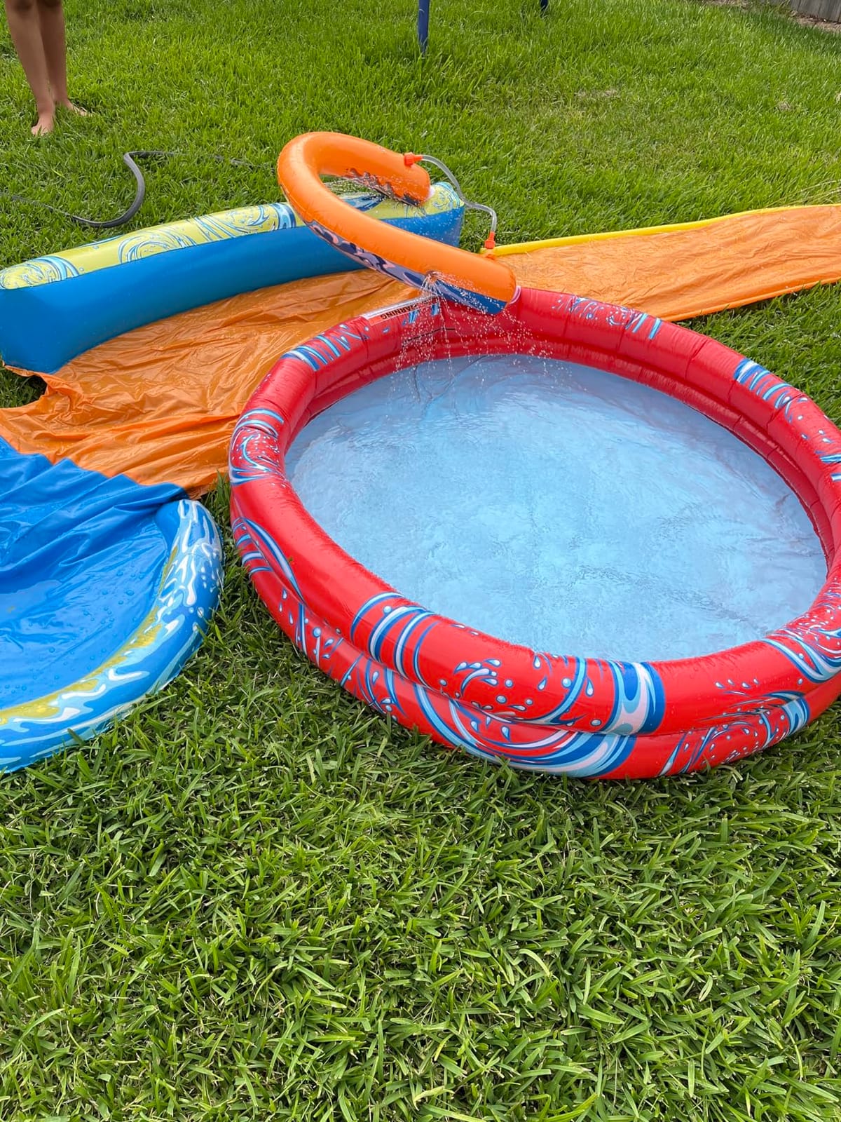 Banzai Cyclone Splash Water Park Outdoor Backyard Inflatable Toy with Sprinkling Slide and Kiddie Pool customer photo 1