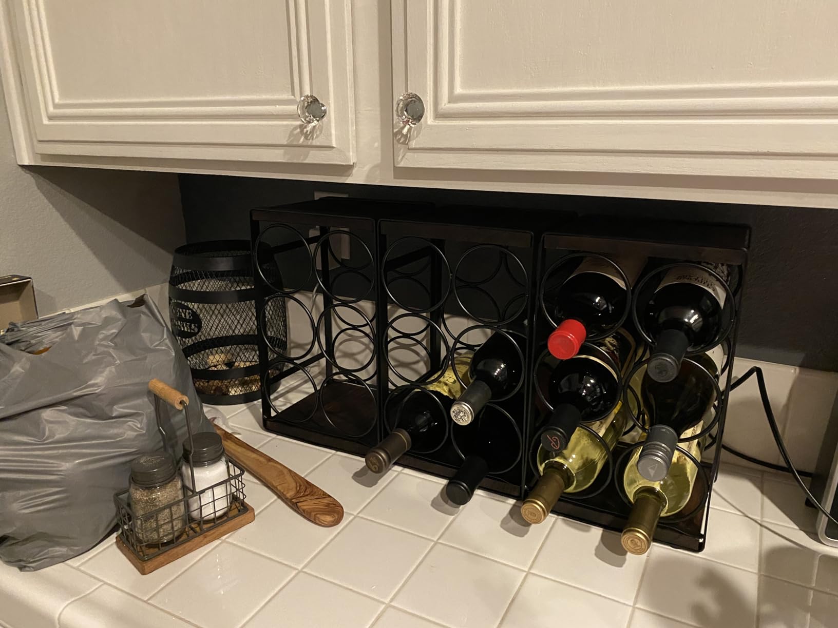 Rustic Wood Countertop Wine Rack 6 Bottles No Need Assembly Brown customer photo 1