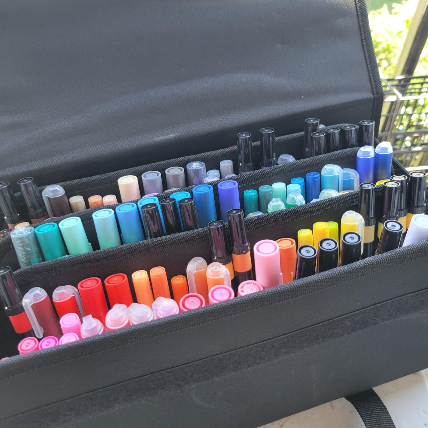 BTSKY New 120 Slots Marker Case Lipstick Organizer-Canvas Markers Holder for for Primascolor Markers and Sketch Markers (Black) customer photo 1