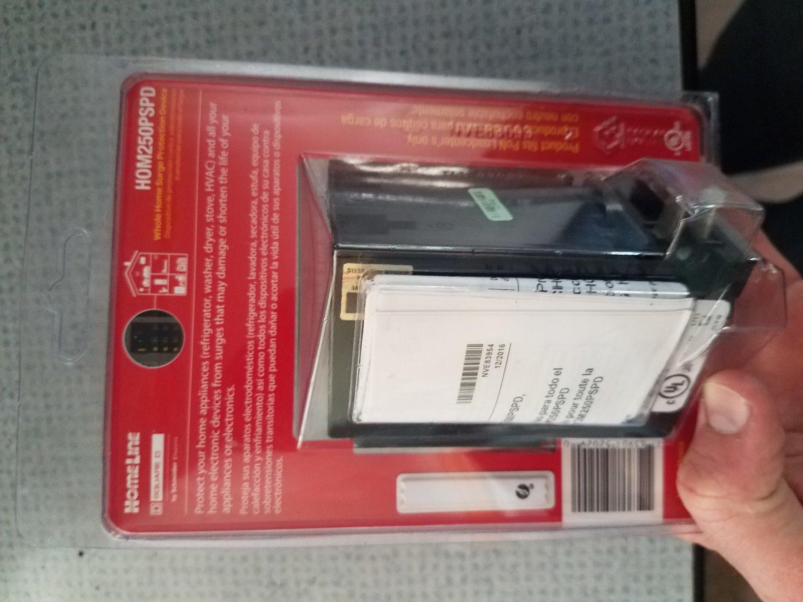 Square D - HOM250PSPD Homeline Whole House Surge Protection Device, 50kA, 120/240V, 1-Phase, No Wiring, Plug-On Neutral customer photo 1