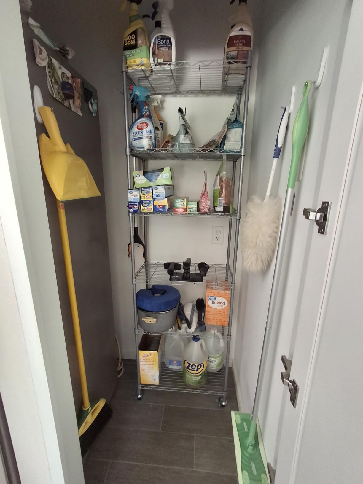 Homdox 5 Tier Steel Wire Shelving Unit on Wheels,Chrome Shelves for Garage Kitchen Living Room,Heavy Duty Shelving Rack, 23.2 x 13.8 x 72 inch (L x W x H) customer photo 1
