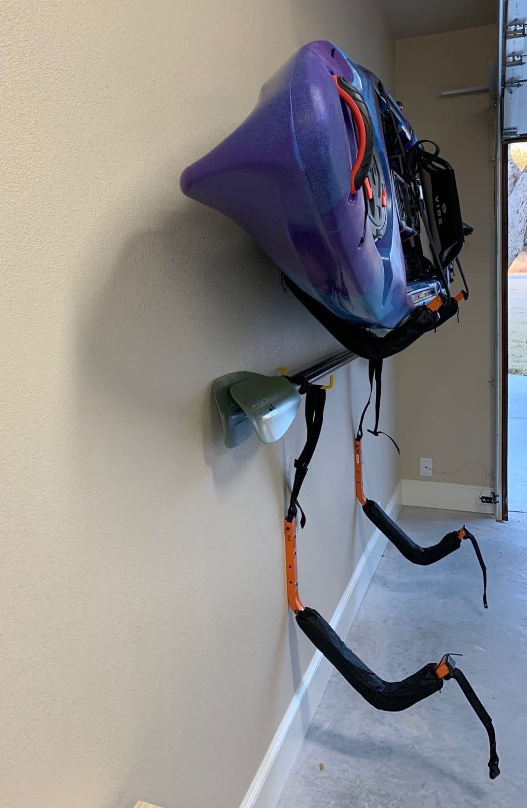 Kayak Storage Hooks - Set of 2 Wall Mount Garage Hangers - 125lbs Capacity Rack for Paddleboards, Surfboards, or Snowboards by Rad Sportz (Orange) customer photo 1