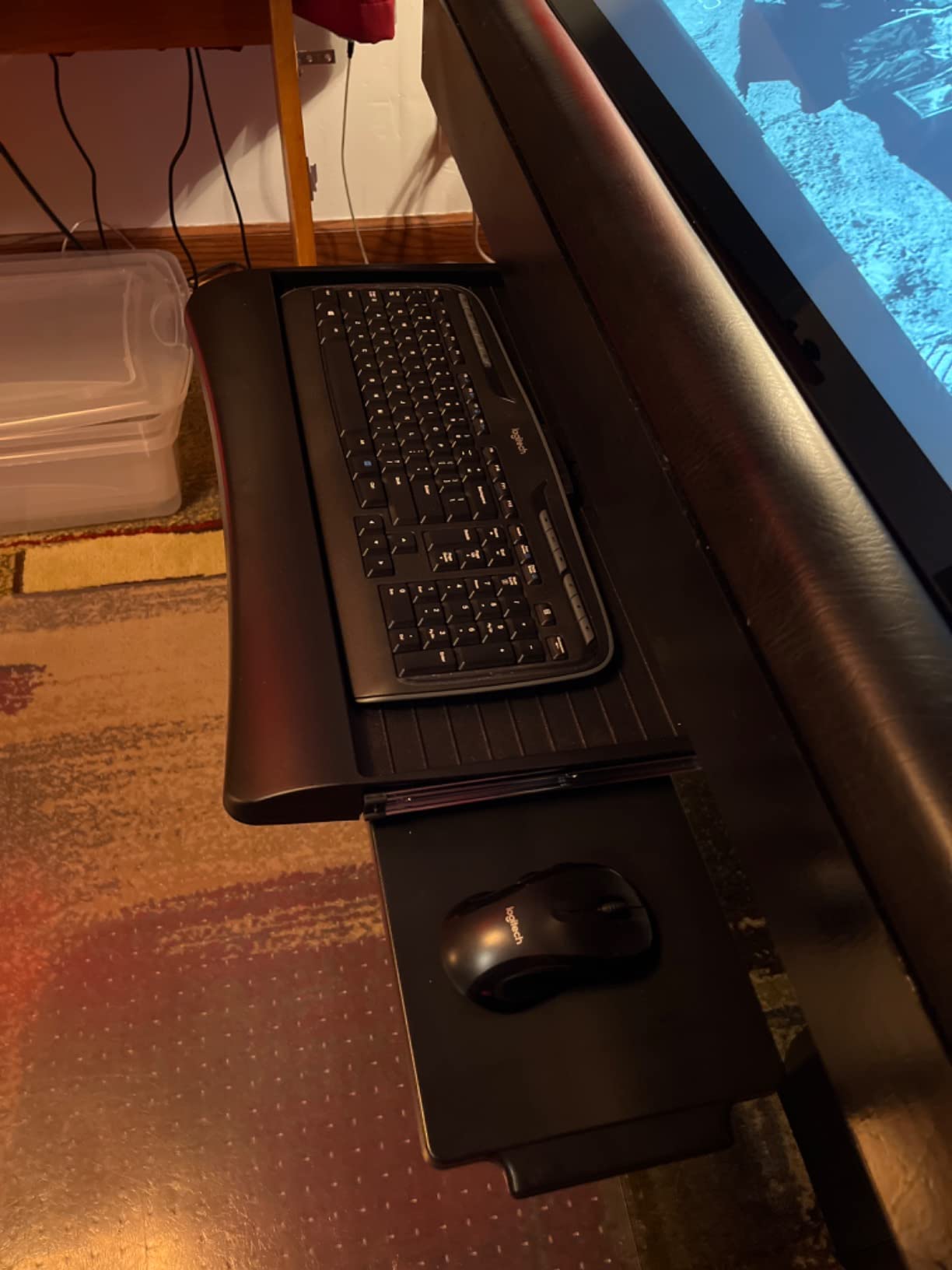 Mount-It! Keyboard Tray Under Desk with Adjustable Mouse Platform – Easy-Glide Sliding Drawer Under Desk Slide Out – Ergonomic Under Key Board Shelf for Office, Gaming, and Workstations customer photo 1