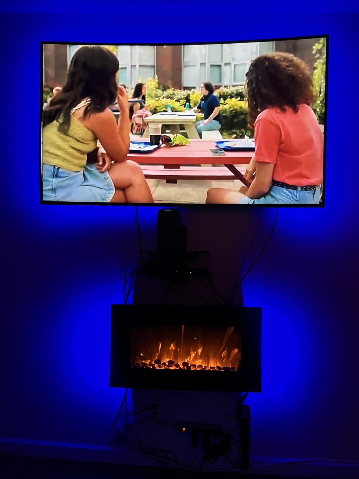 Northwest Electric Fireplace - 30 Inch Wall Mounted Fireplace - 13 Backlight Colors and Remote Controlled LED Flames, Heat, and Brightness (Black) customer photo 2