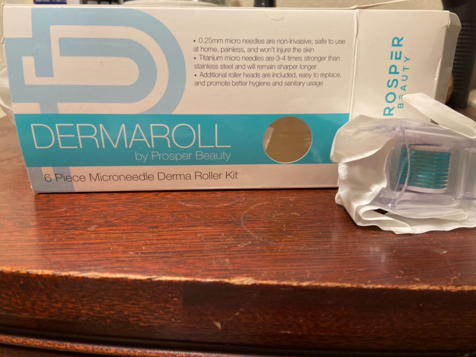 Derma Roller Microneedle 6 Piece Kit [DERMAROLL by Prosper Beauty] Face Roller with 4 Replaceable Heads Exfoliation Microdermabrasion Micro Derma Skin Care Tool Dermaplaning Microneedling customer photo 2