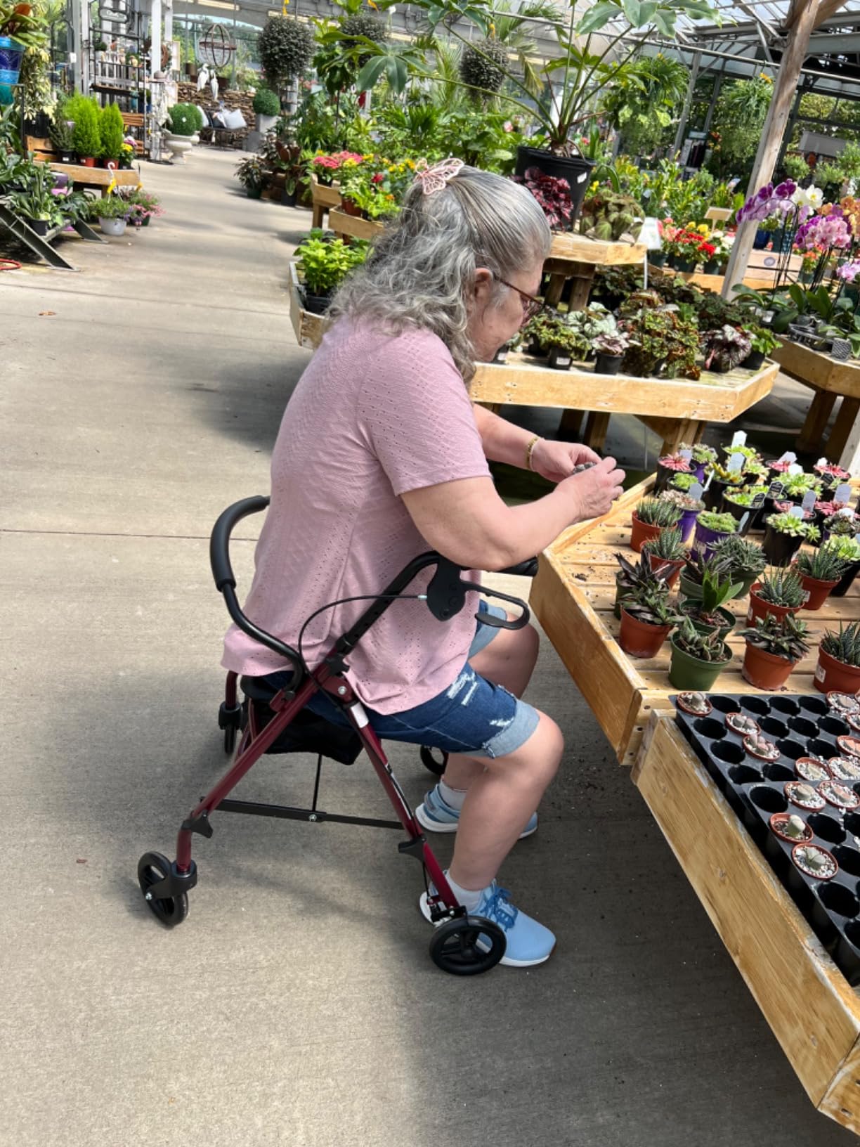 Medline Steel Rollator Walker with Seat, Burgundy, 350 lb. Weight Capacity, 6” Wheels, Foldable, Adjustable Handles, Rolling Walker for Seniors, Walker for Mobility Impaired customer photo 2