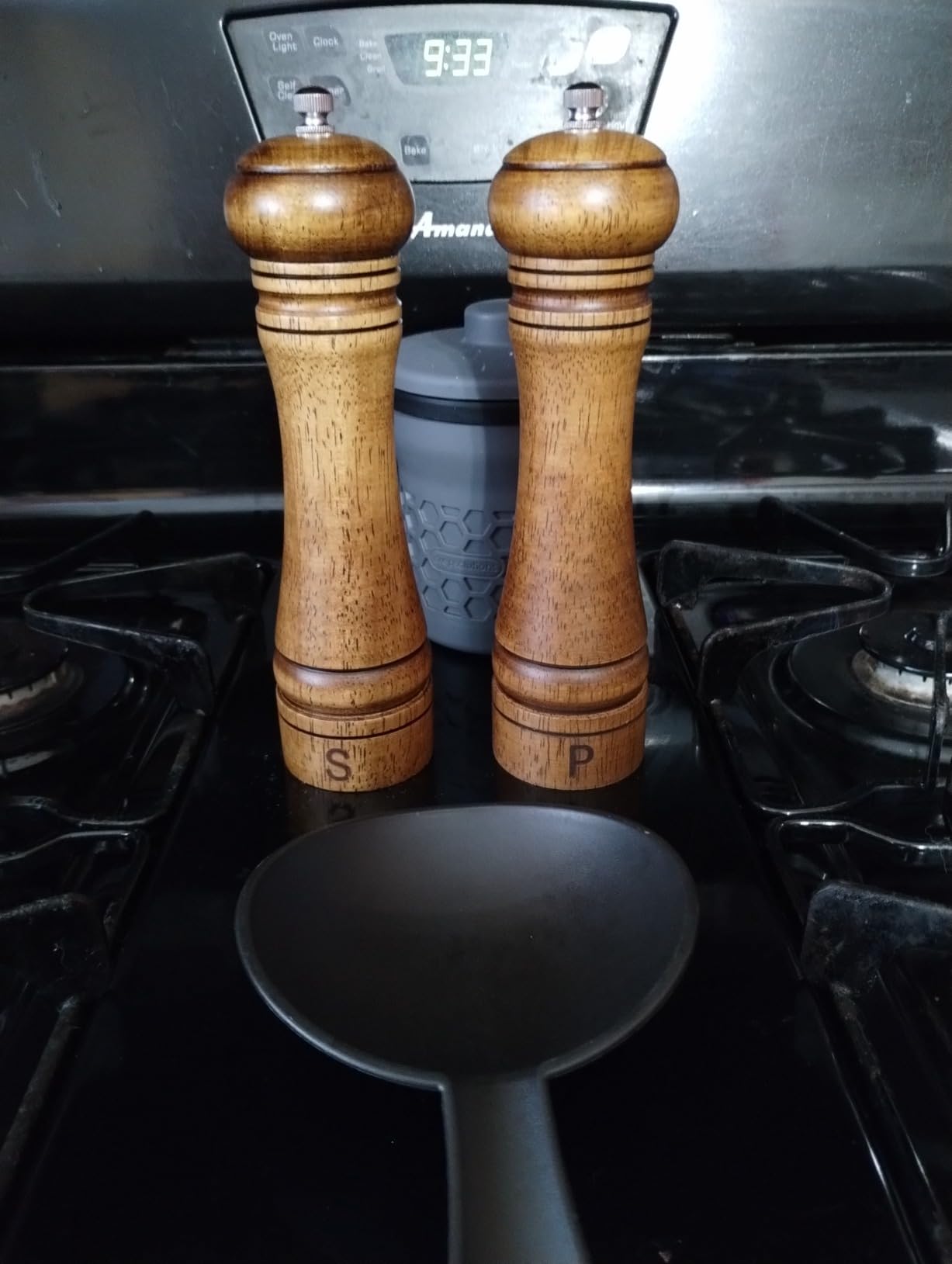 XWXO Wood Salt and Pepper Grinder Set Salt Mill Pepper Grinder Set 8 inches customer photo 2
