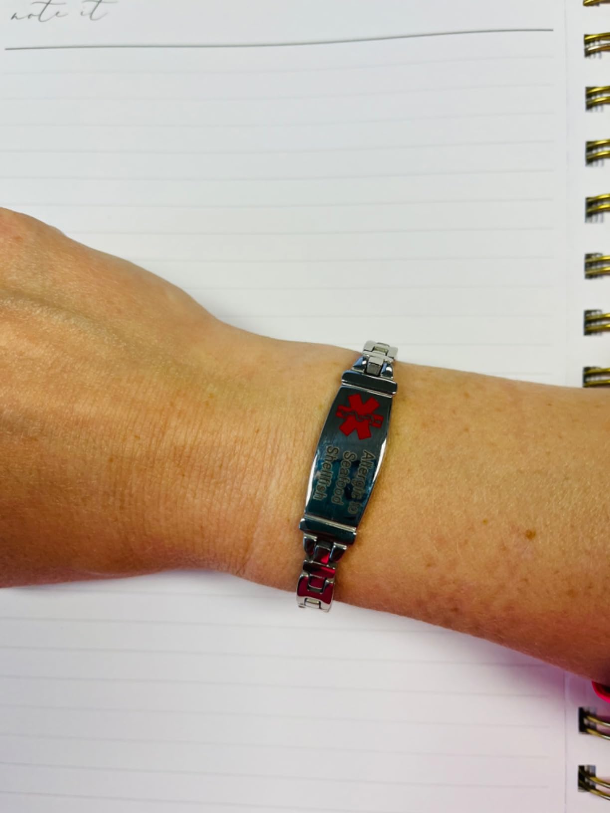 Fashion Lady Stainless steel Medical Alert id Bracelets with Free Engraving customer photo 1