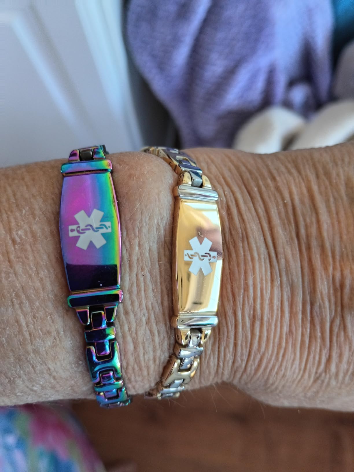 Fashion Lady Stainless steel Medical Alert id Bracelets with Free Engraving customer photo 2