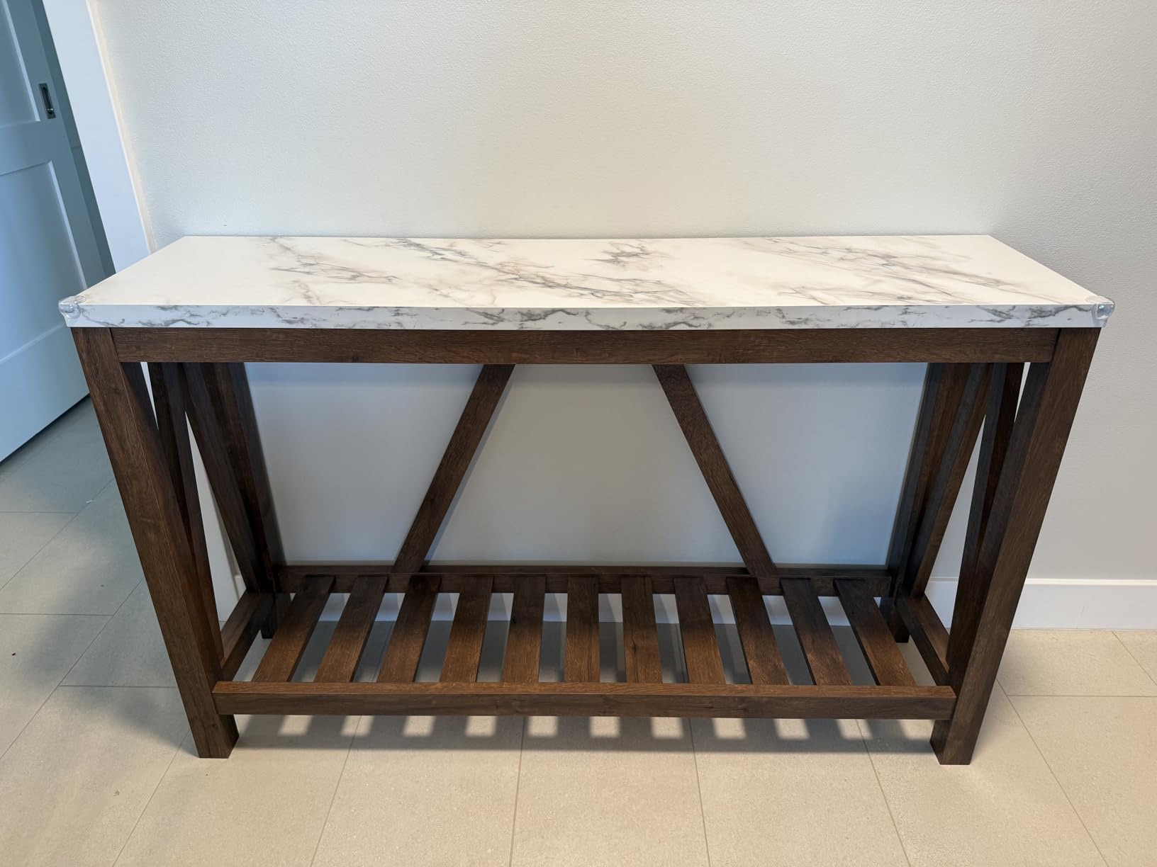 Walker Edison Modern Farmhouse Accent Entryway Table Entry Table Living Room End Table, 52 Inch, Rustic Oak customer photo 1