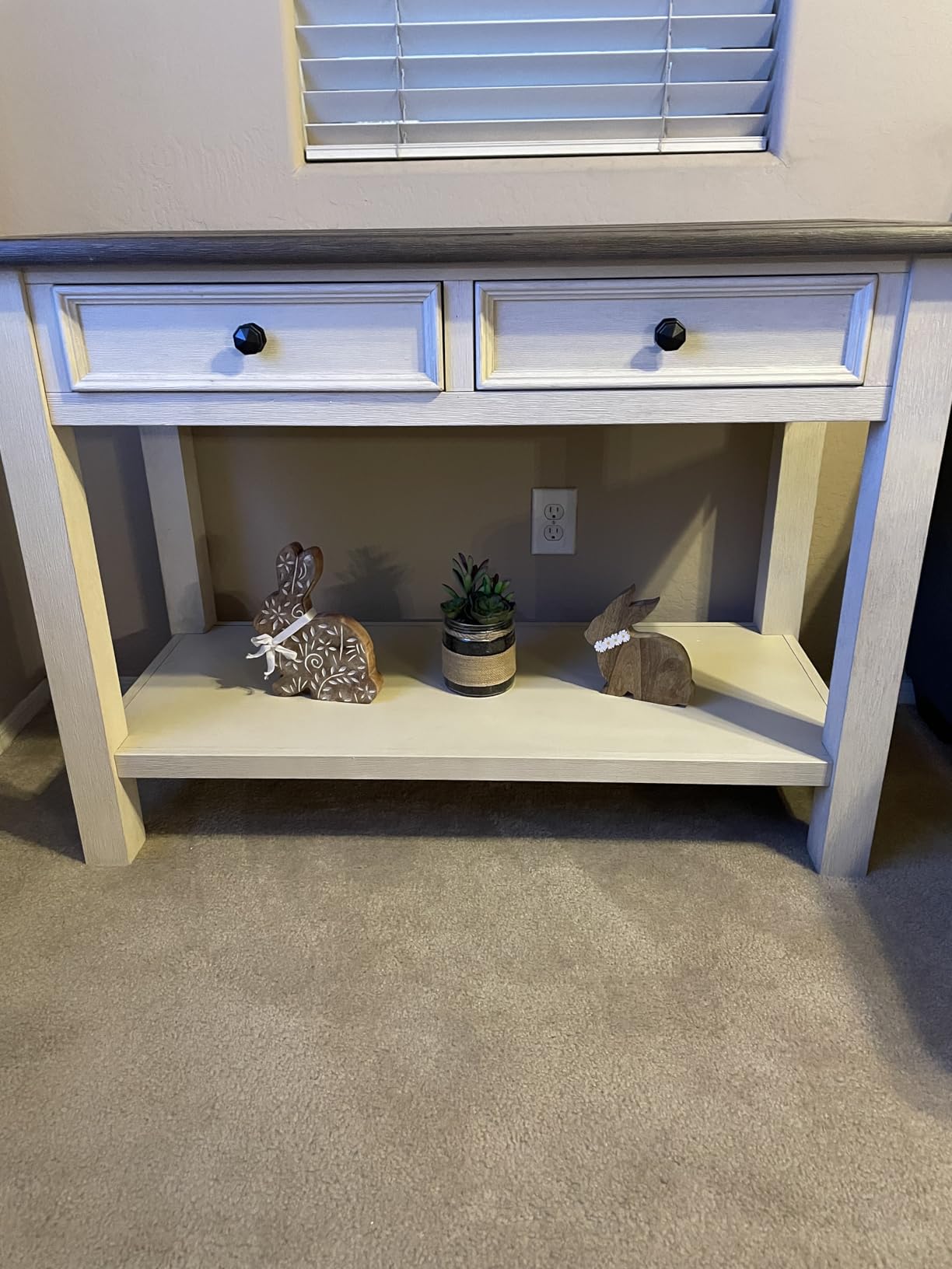 Signature Design by Ashley Bolanburg Farmhouse Sofa Console Table, White | Two-tone wood console, 22-inch deep storage, 2 smooth drawers, Made of veneers, wood and engineered wood customer photo 2