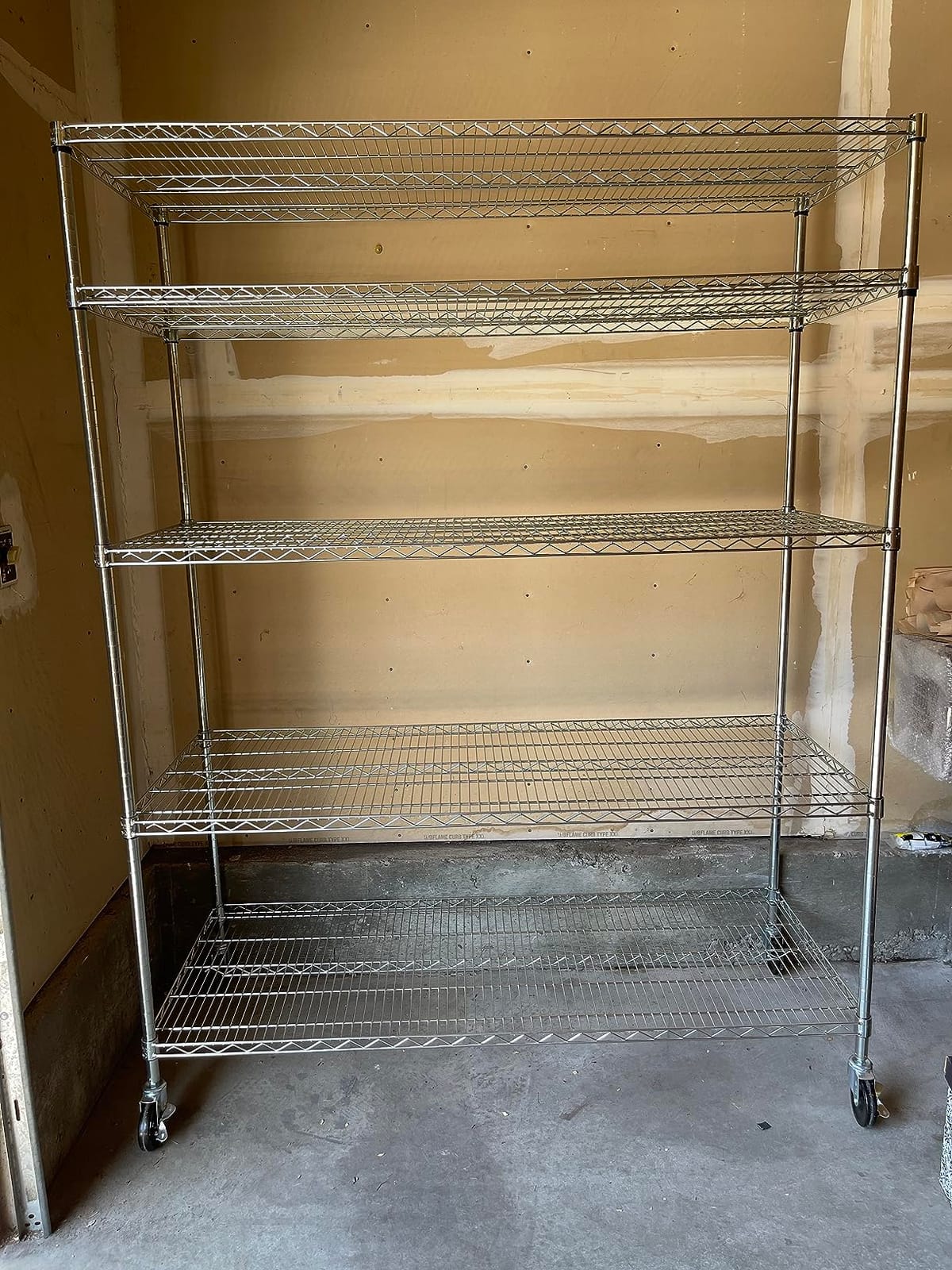 TRINITY Basics 5-Tier Adjustable Wire Shelving with Wheels for Kitchen Organization, Garage Storage, Laundry Room, NSF Certified, 600 to 2250 Pound Capacity, 60 x 24 x 72 Inches, Chrome customer photo 2