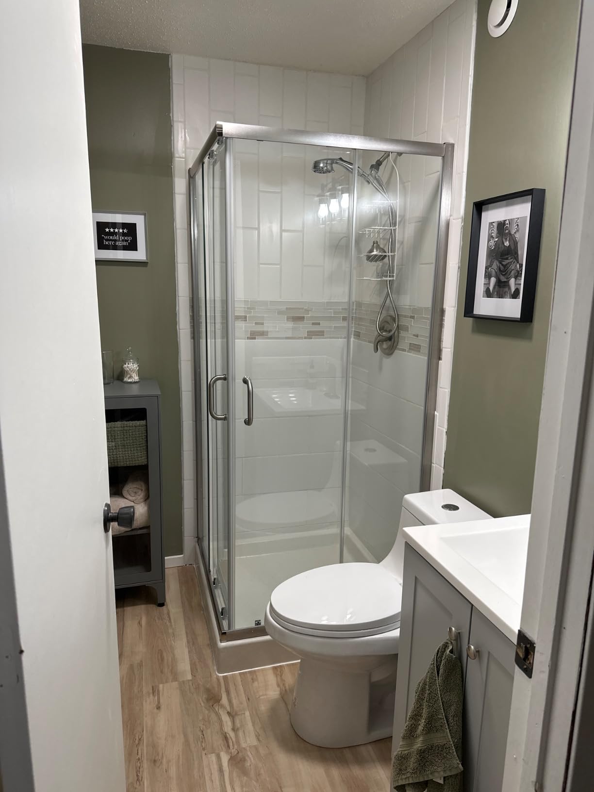 SUNNY SHOWER Corner Shower Enclosure - 1/4 in. Clear Glass Sliding Shower Doors, Framed Shower Enclosure - 36 in. X 36 in. X 72 in., Brushed Nickel Finish - Base Not Included customer photo 2