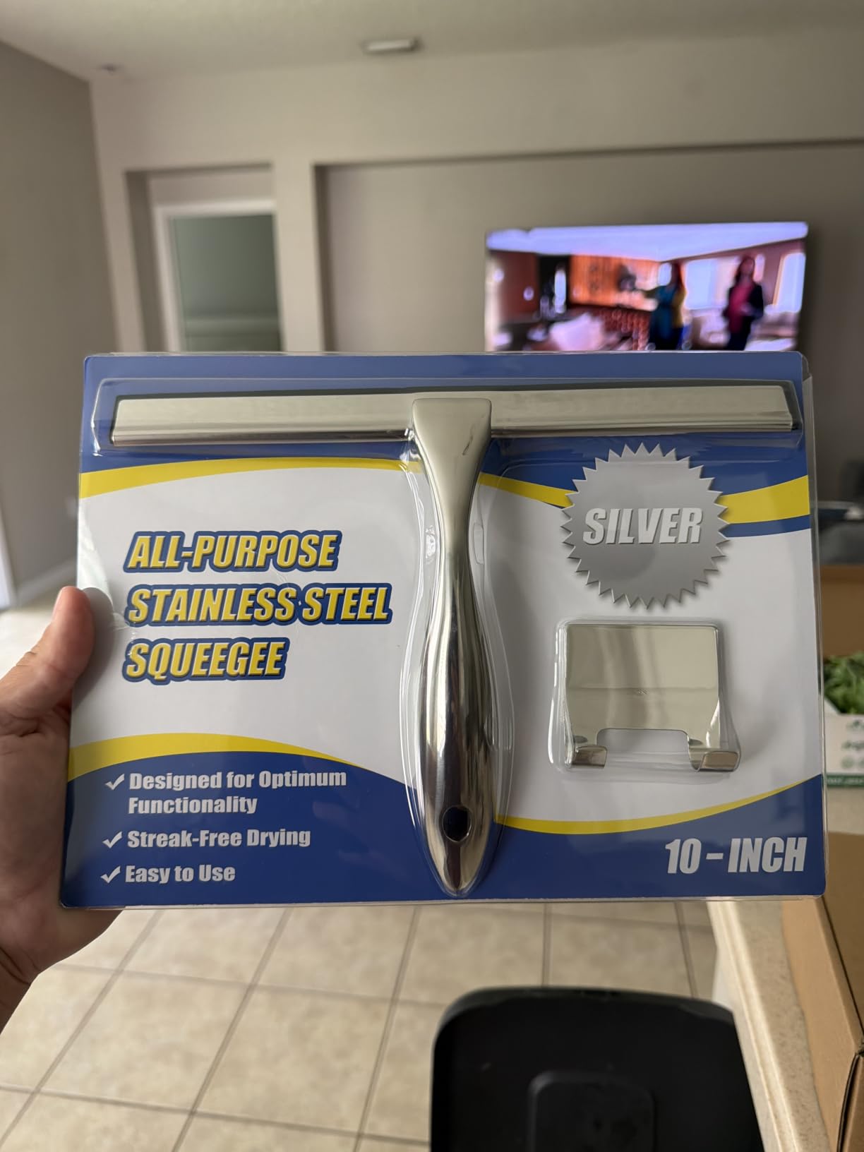 Hiware All-Purpose Shower Squeegee for Shower Doors, Bathroom, Window and Car Glass - Stainless Steel, 10 Inches customer photo 1
