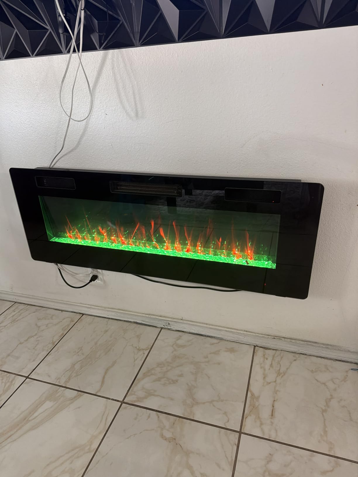 60 inch Electric Fireplace Recessed and Wall Mounted Insert | Fireplace Heater with Ultra-Thin Lightweight LED Flush Mount Linear Fit, Timer, Touch Screen, Remote Control, Black customer photo 1