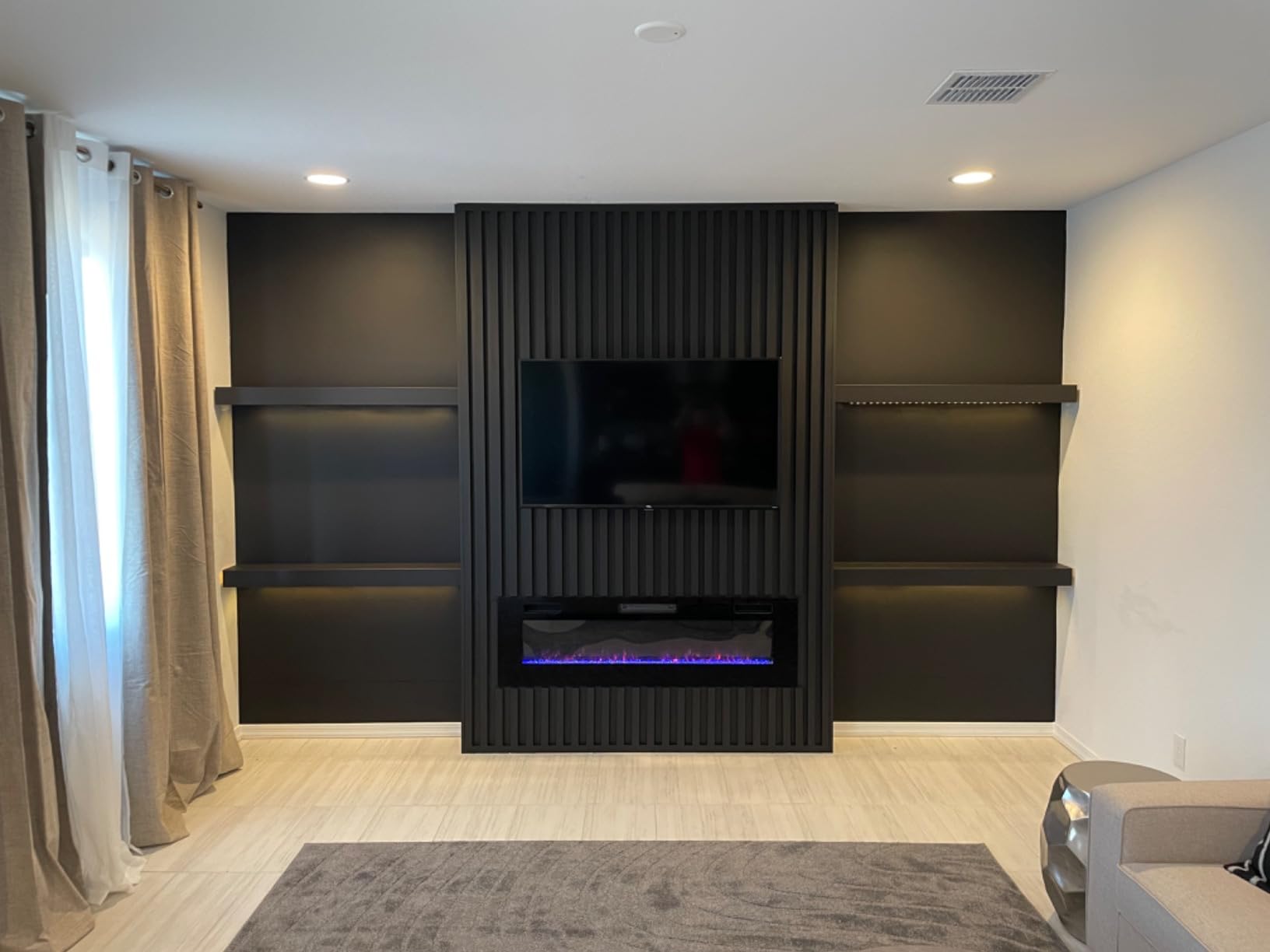 60 inch Electric Fireplace Recessed and Wall Mounted Insert | Fireplace Heater with Ultra-Thin Lightweight LED Flush Mount Linear Fit, Timer, Touch Screen, Remote Control, Black customer photo 2