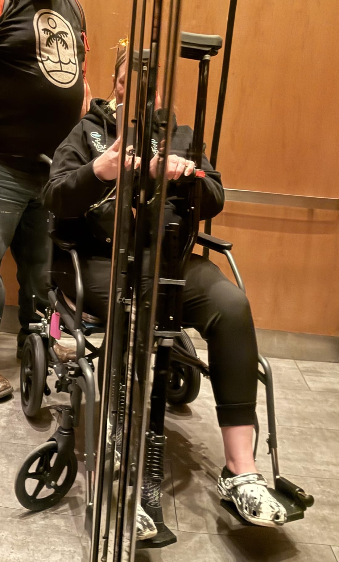 Medline Durable Folding Steel Transport Wheelchair with 12-Inch Wheels, 19-Inch Seat Width, Gray Frame, Microban, Teal Upholstery customer photo 2