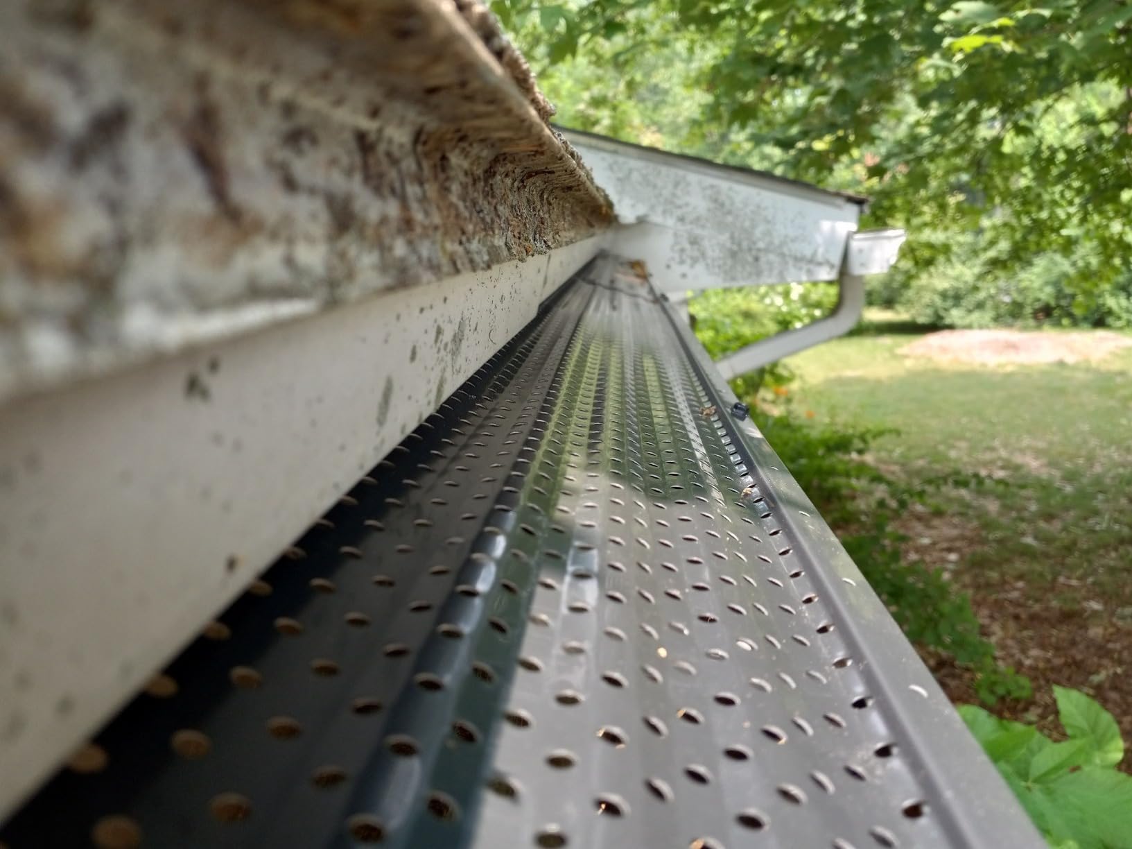 LeafTEK Heavy-Duty Aluminum Gutter Guard System, Fits 5 in, 32 ft, Black | Contractor-Trusted • DIY Install Kit with Screws & Driver • Made in USA • Lifetime replacement warranty customer photo 1