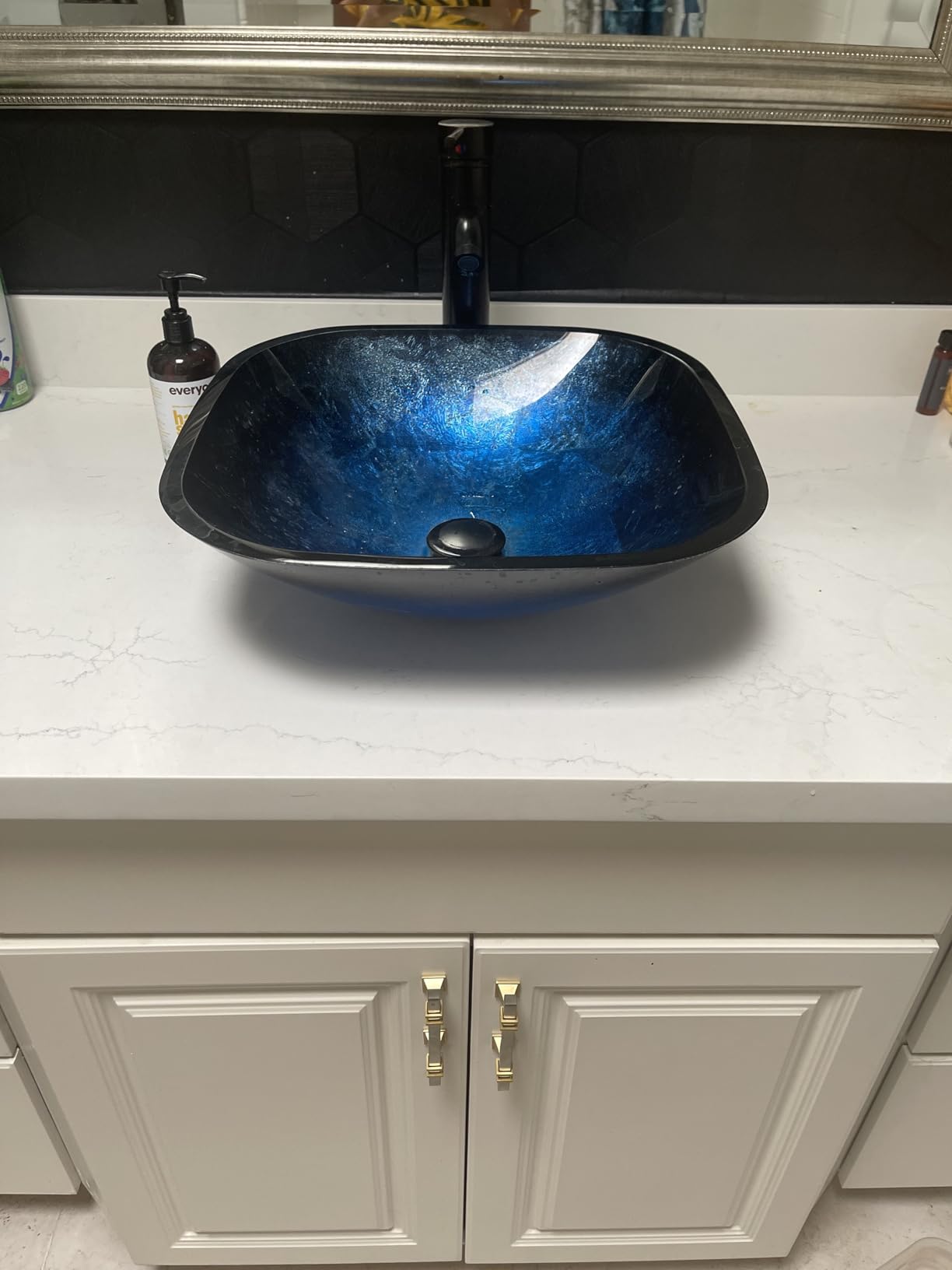 YOURLITE Bathroom Artistic Vessel Sink, Tempered Glass Countertop Bowl Sink customer photo 2