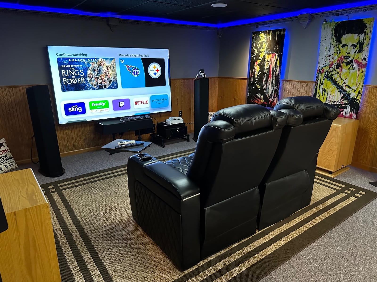 Valencia Tuscany Home Theater Seat - Nappa Leather Power Recliner with Cool Gel Memory Foam, USB-C/USB-A Charging, RGB LED Lights, Adjustable Lumbar & Headrest (Row of 4, Black) customer photo 2