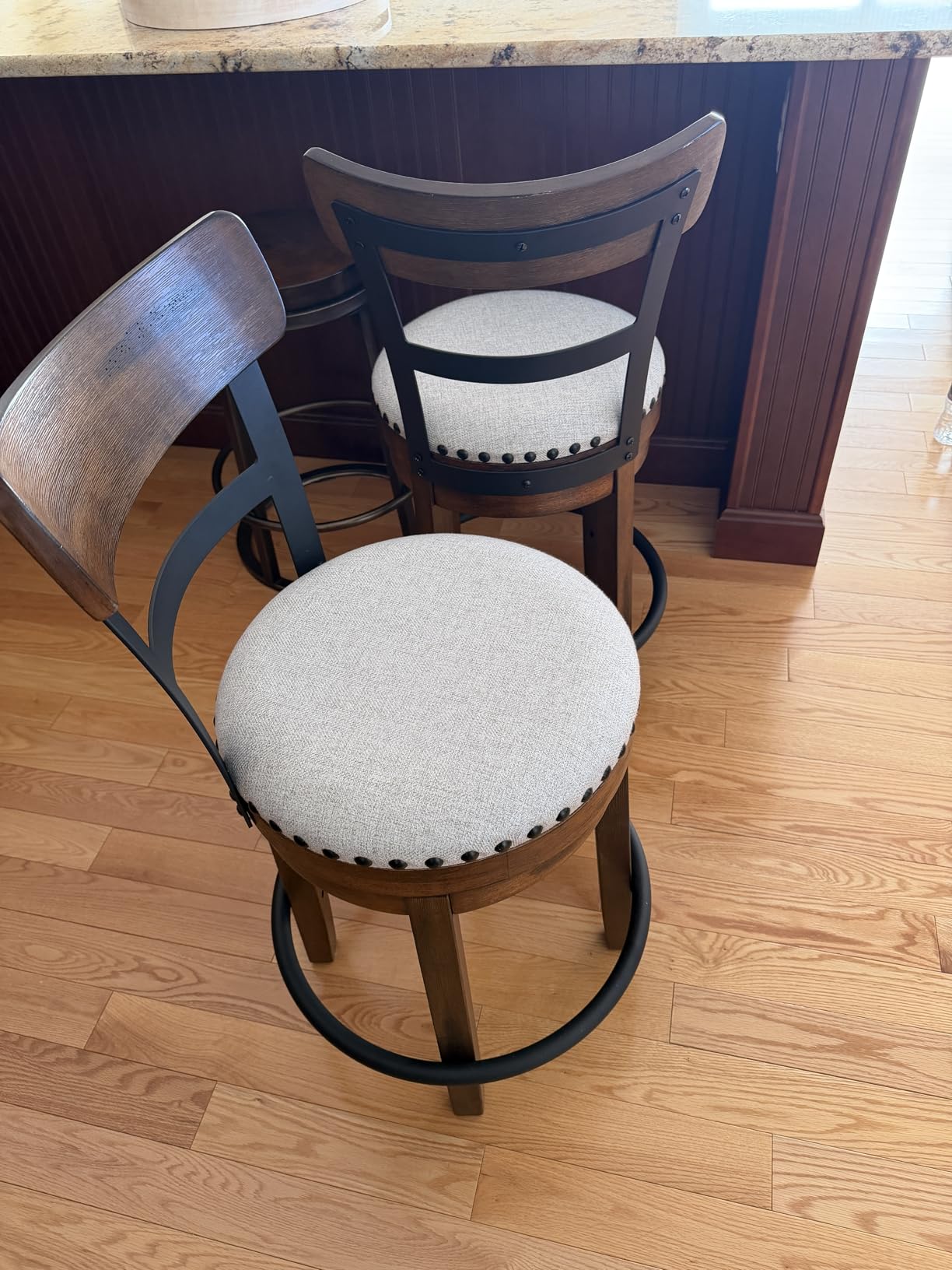 Signature Design by Ashley Valebeck Counter Height Bar Stool, Brown | Rustic-industrial wood and metal stool, Smooth 360-degree swivel customer photo 1