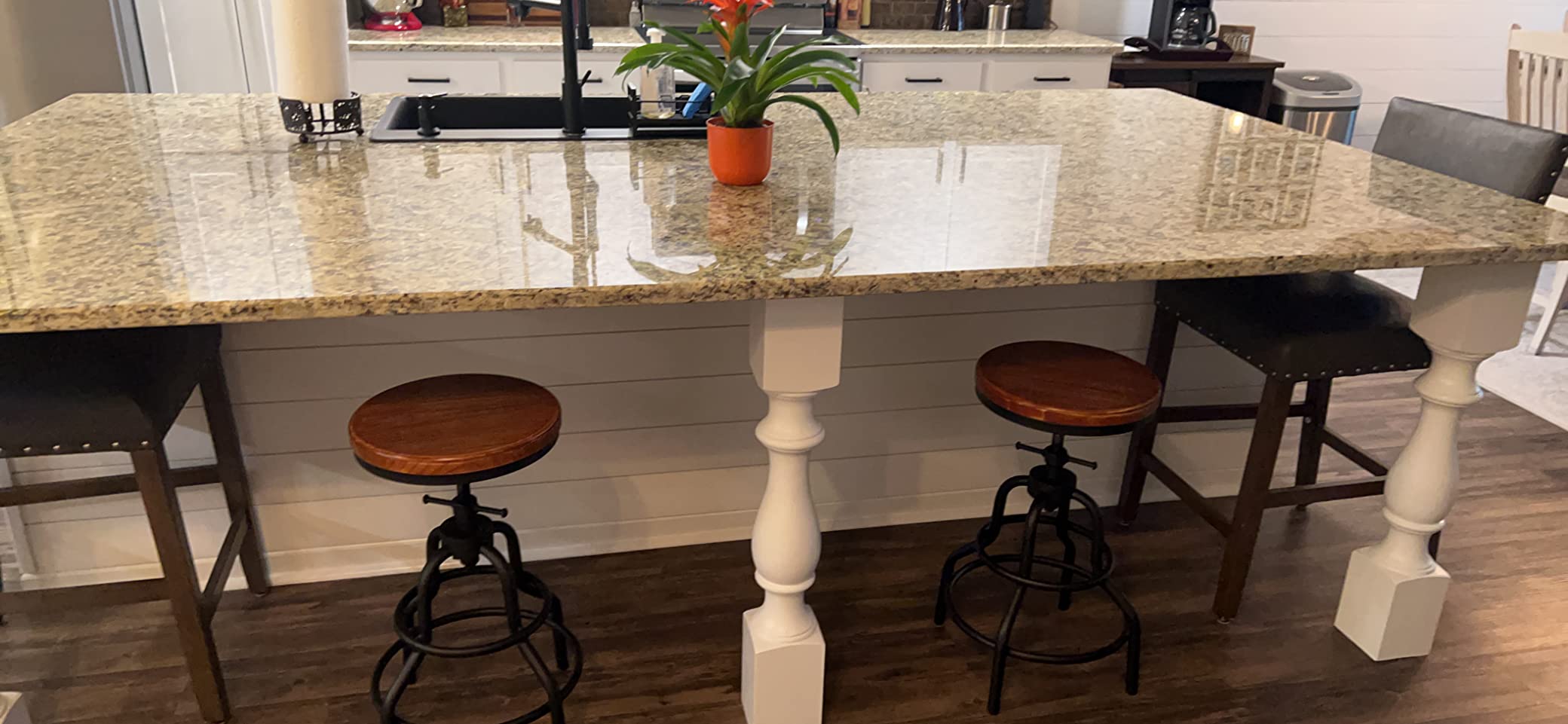 LOKKHAN Vintage Industrial Bar Stool - Rustic Swivel Barstools - Round Wood Metal Base - Kitchen Counter Height Adjustable Pipe Stool (Set of 2) customer photo 1