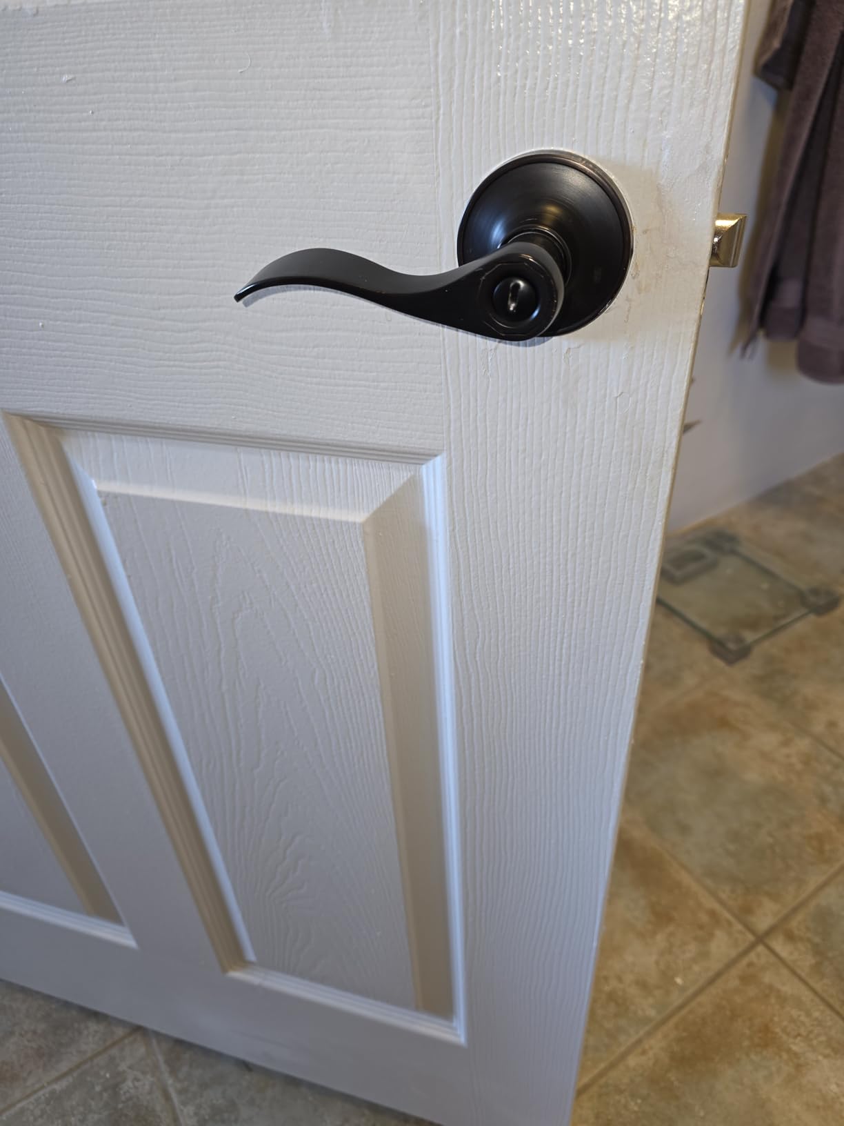 Gobrico 6 Pack Privacy Locksets Interior Door Levers/Handles for Bedroom Bath, Wave Levers, Right Left Handed Door Knobs, Satin Nickel Finished customer photo 1