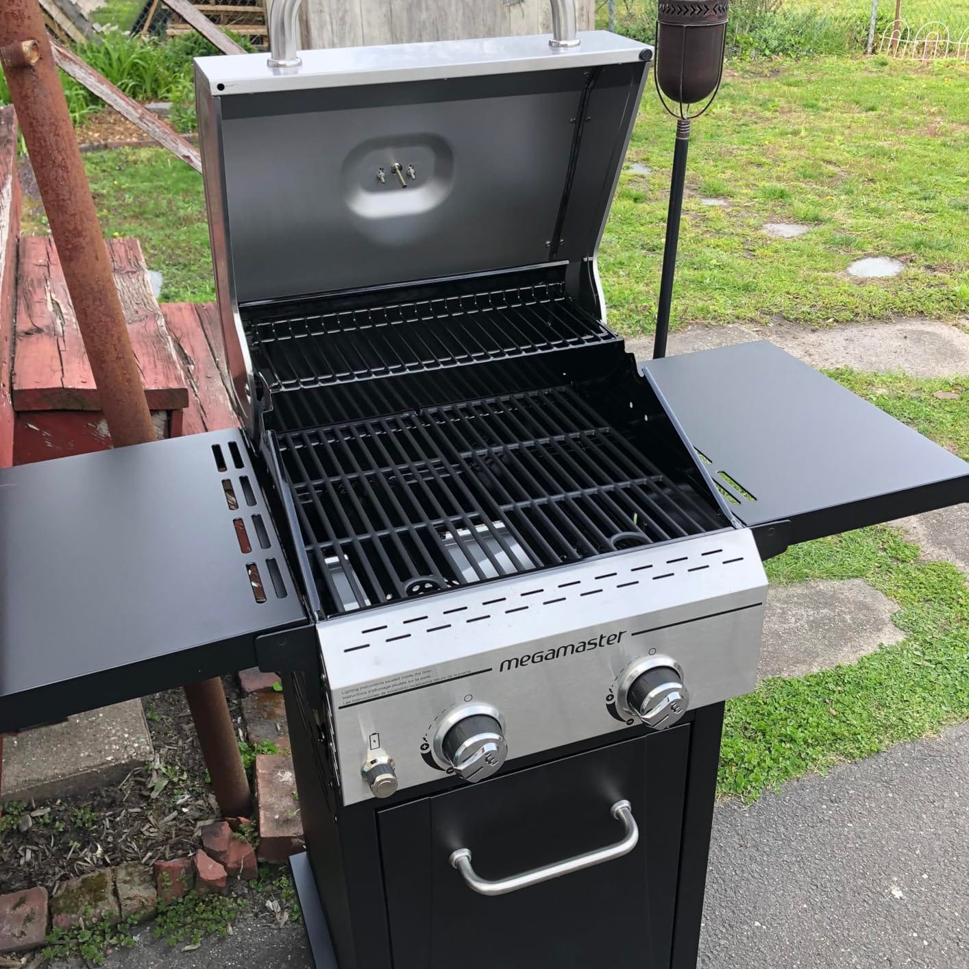 Megamaster Deluxe 2 Burner Gas Grill, Compact Design with Foldable Shelves customer photo 2