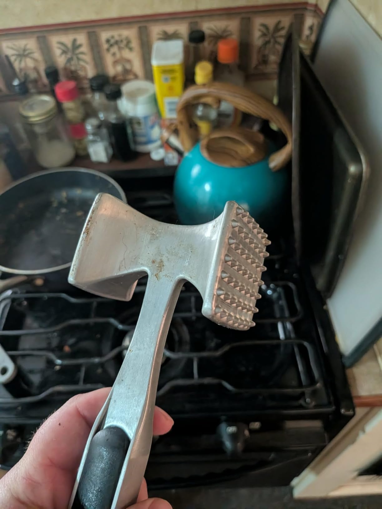 KitchenAid Gourmet Multi Sided Meat Tenderizer for Pounding Meats, Nuts, Shellfish, ect, Hang Hole for Easy Storage, Hand Wash, One Size, Black customer photo 1