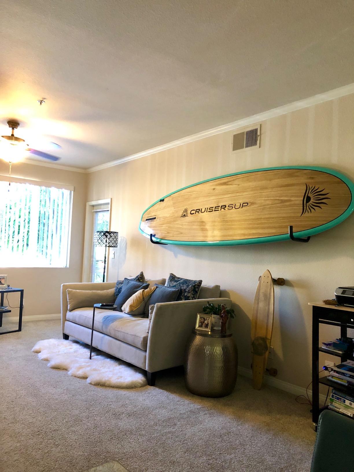 BPS SUP Wall Rack (Large) - Marine Grade Stainless Steel Soft Padding - Protection Board's Rail Home Garage - Easy Install Surf Board Wall Rack customer photo 1
