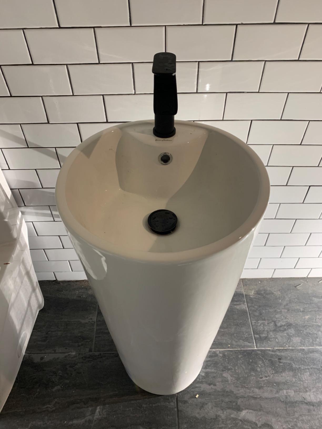 Monaco Circular Basin Pedestal Sink in Glossy White SM-PS307 customer photo 2