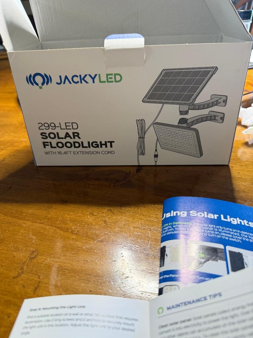 JACKYLED 1000 Lumens 299 LED Solar Lights Outdoor Bright Solar Black 1 Pack customer photo 1