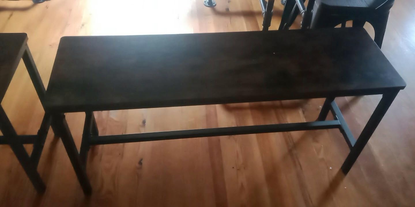 VASAGLE Dining Bench Set of 2, 42.5'' Kitchen Bench | Industrial Style, Steel Metal Frame, for Kitchen, Dining Room, Living Room, Entryway, Rustic Brown and Black customer photo 1