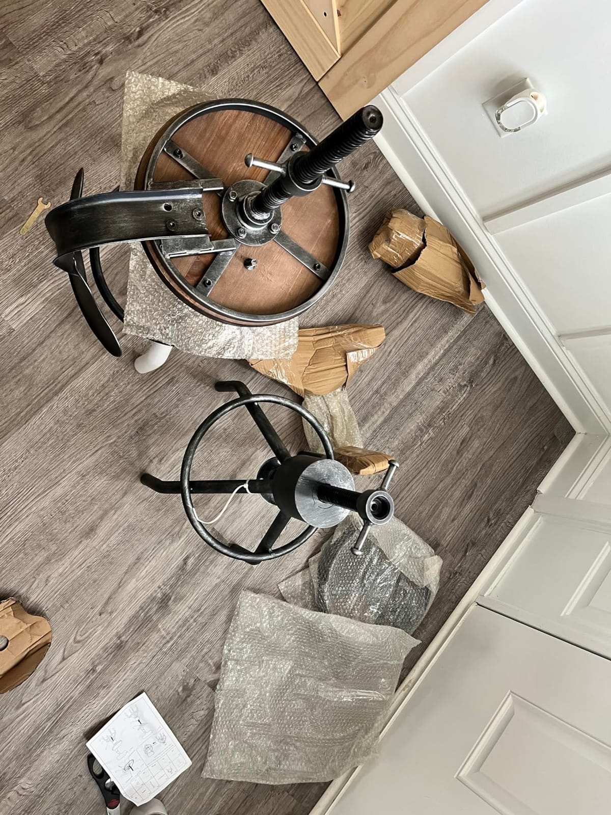 LOKKHAN Set of 2 Rustic Industrial Bar Stool - 24-30 Adjustable Metal Swivel Wooden Top Barstools - Vintage Farmhouse Kitchen Breakfast Cafe Stool with Backrest customer photo 2