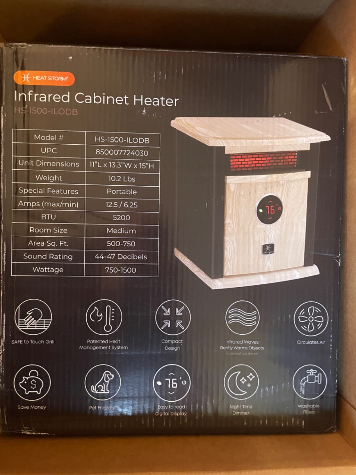 Heat Storm Portable Electric Space Heater, 1500-Watt Cabinet Infrared Quartz Element Heater With Digital Thermostat, Remote Control, washable Filter Modern Design (Beige) customer photo 2
