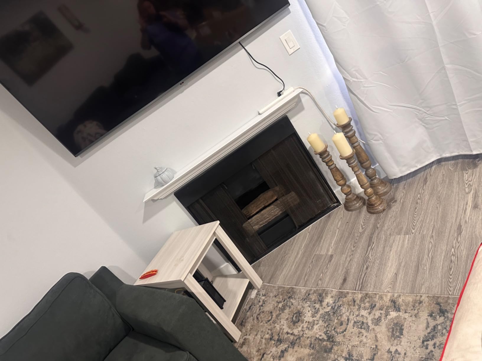 WELLAND 72-Inch Fireplace Mantel Shelf Wall Mounted,White Corona Crown Molding Ledge Floating Shelf, Pinewood customer photo 2