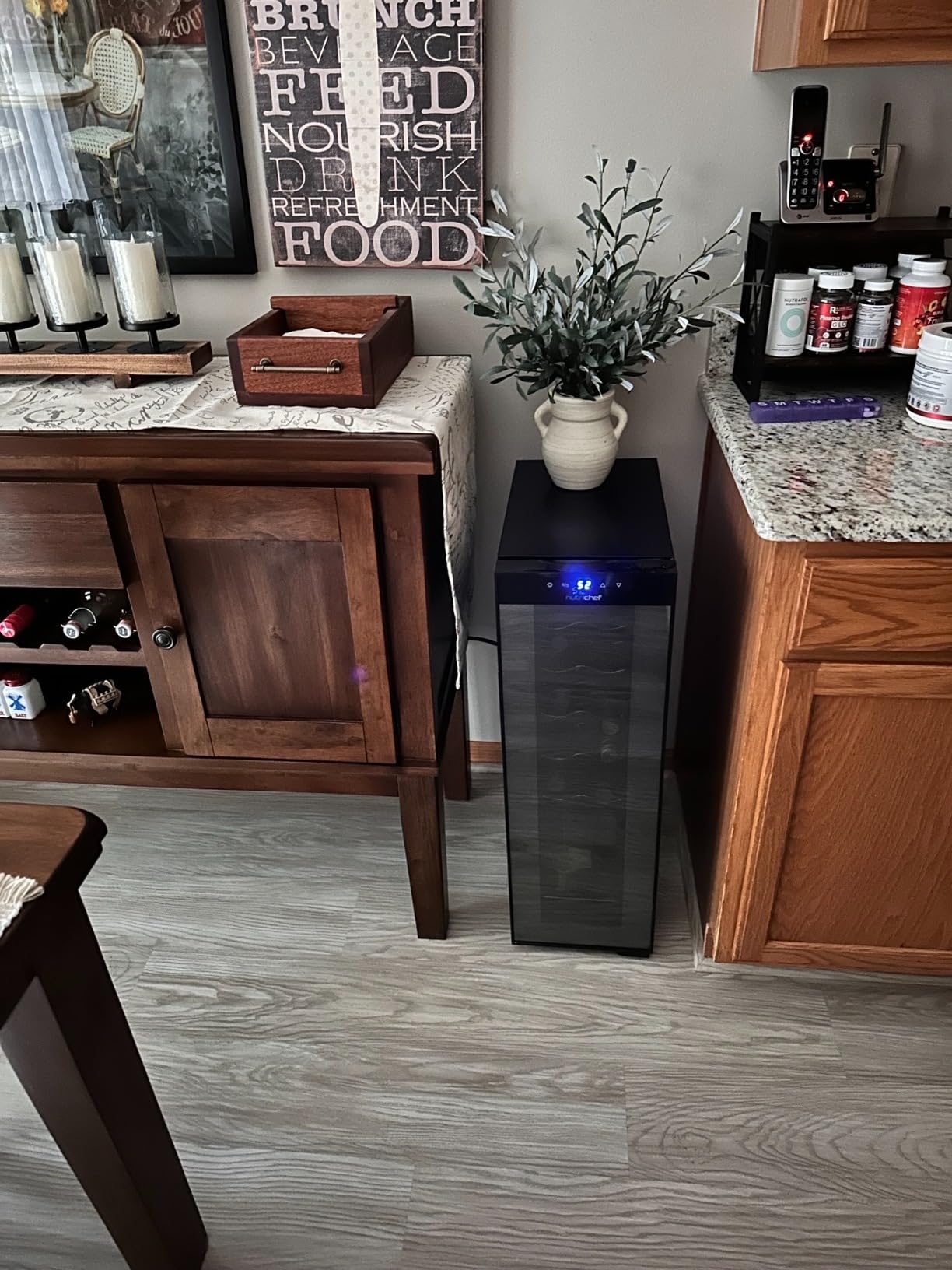 Nutrichef 12 Bottle Stainless Steel Slim Wine Fridge | Red & White Wine Chiller | Adjustable Temperature Control, Ultra Quiet Operation & Energy Efficient | Mini Wine Cooler Refrigerator 31x10x17 IN customer photo 1