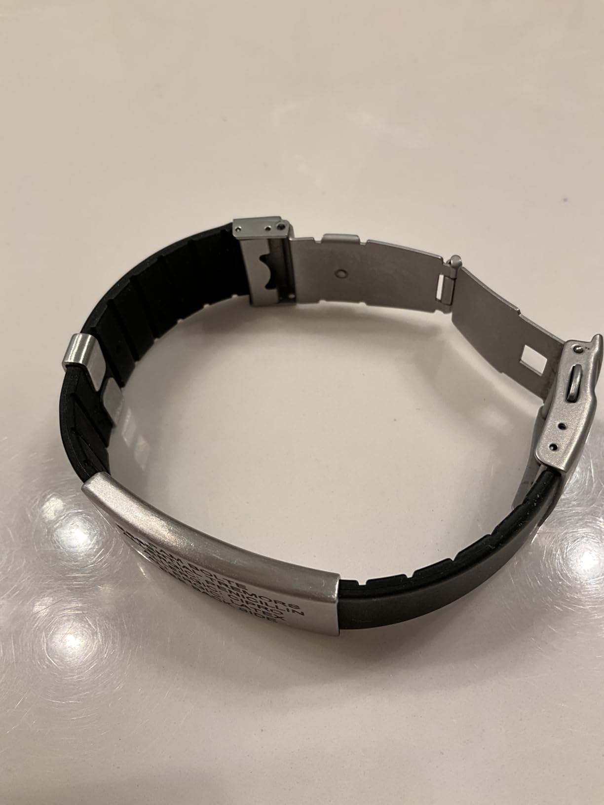 Divoti Custom Dual-Sided Engraved Silicone Medical Alert ID Wristband w/Security Clasp & Trim-to-Fit Band - Style customer photo 2