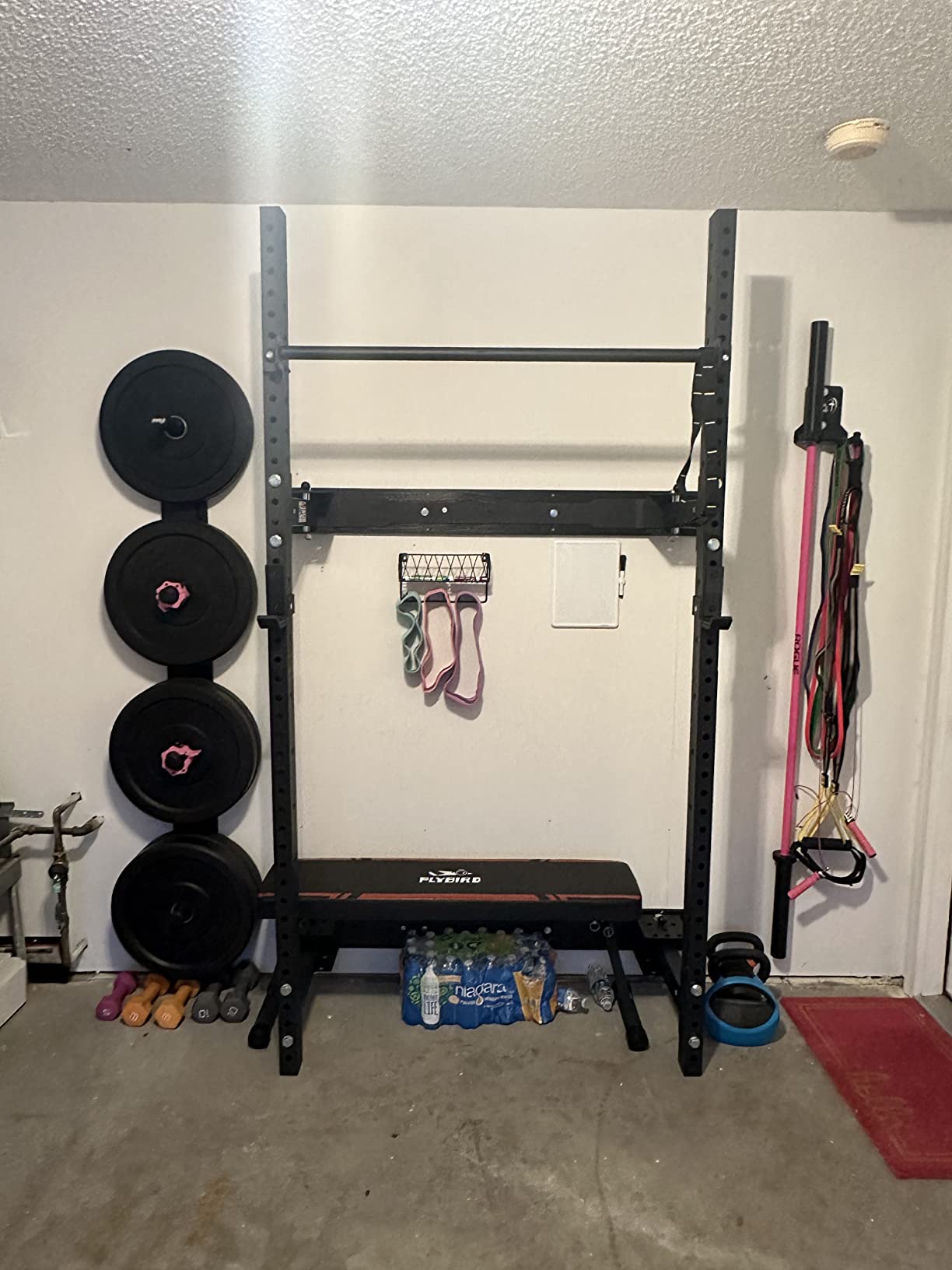 PRx Performance Wall Mounted Folding Power Squat Rack - Heavy Duty Adjustable Pull Up Bar, Space Saving Home Gym Equipment with Durable J-Cups, Ideal for Weight Lifting and Strength Training - Black customer photo 2