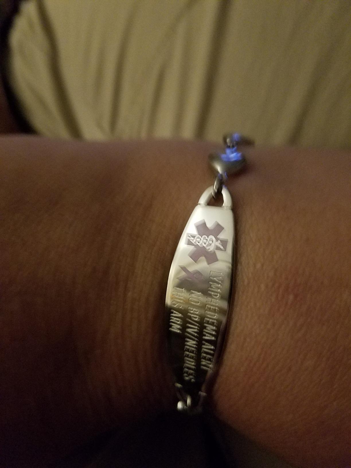 mnmoom Lymphedema Alert bracelet no bp no needles bracelet for women adjustable stainless steel breast cancer medical bracelets customer photo 1