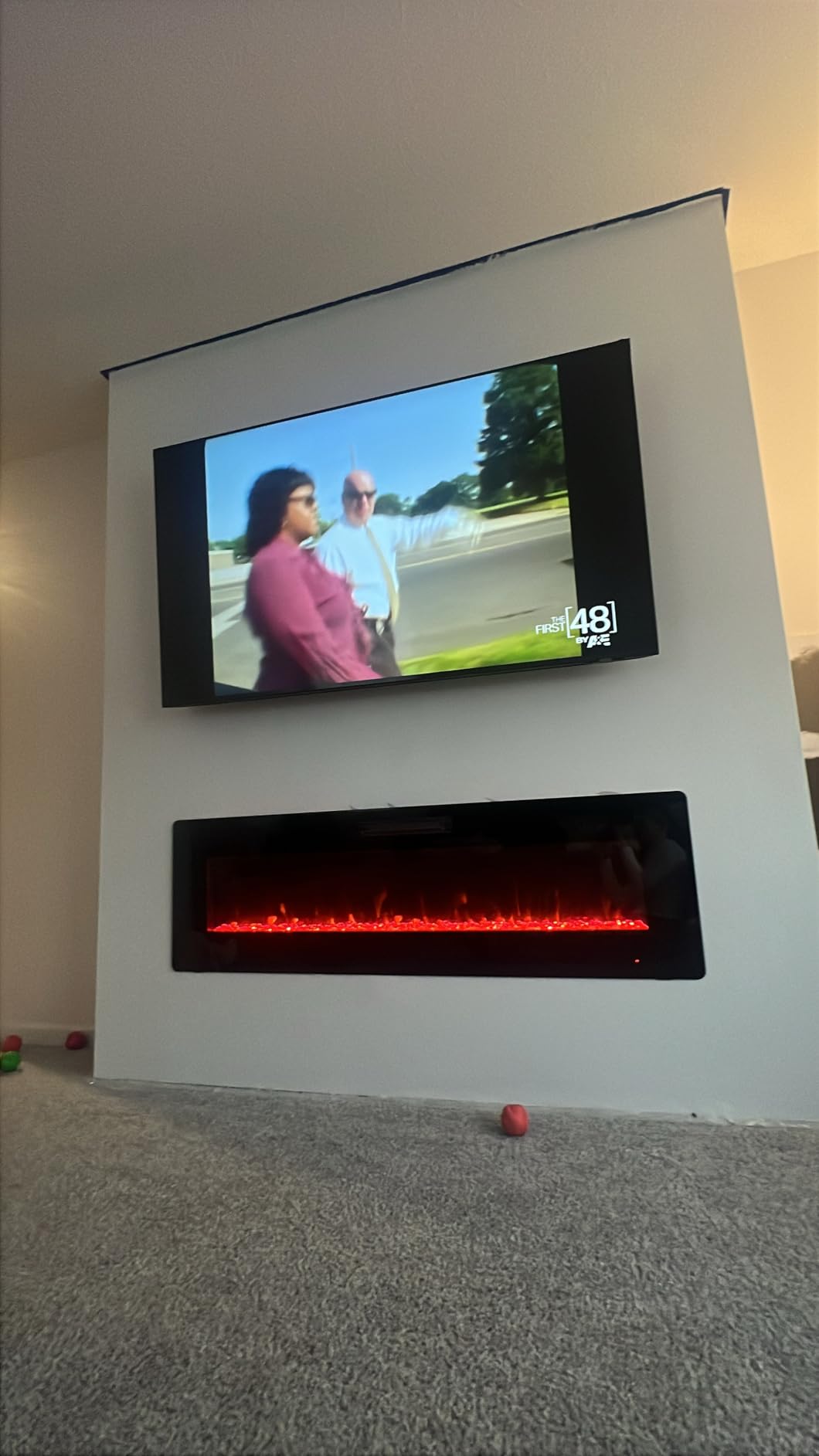 50 inch Electric Fireplace Recessed and Wall Mounted Insert Update | Fireplace Heater with Ultra-Thin Lightweight LED Flush Mount Linear Fit,Timer,Touch Screen,Remote Control,Black customer photo 1
