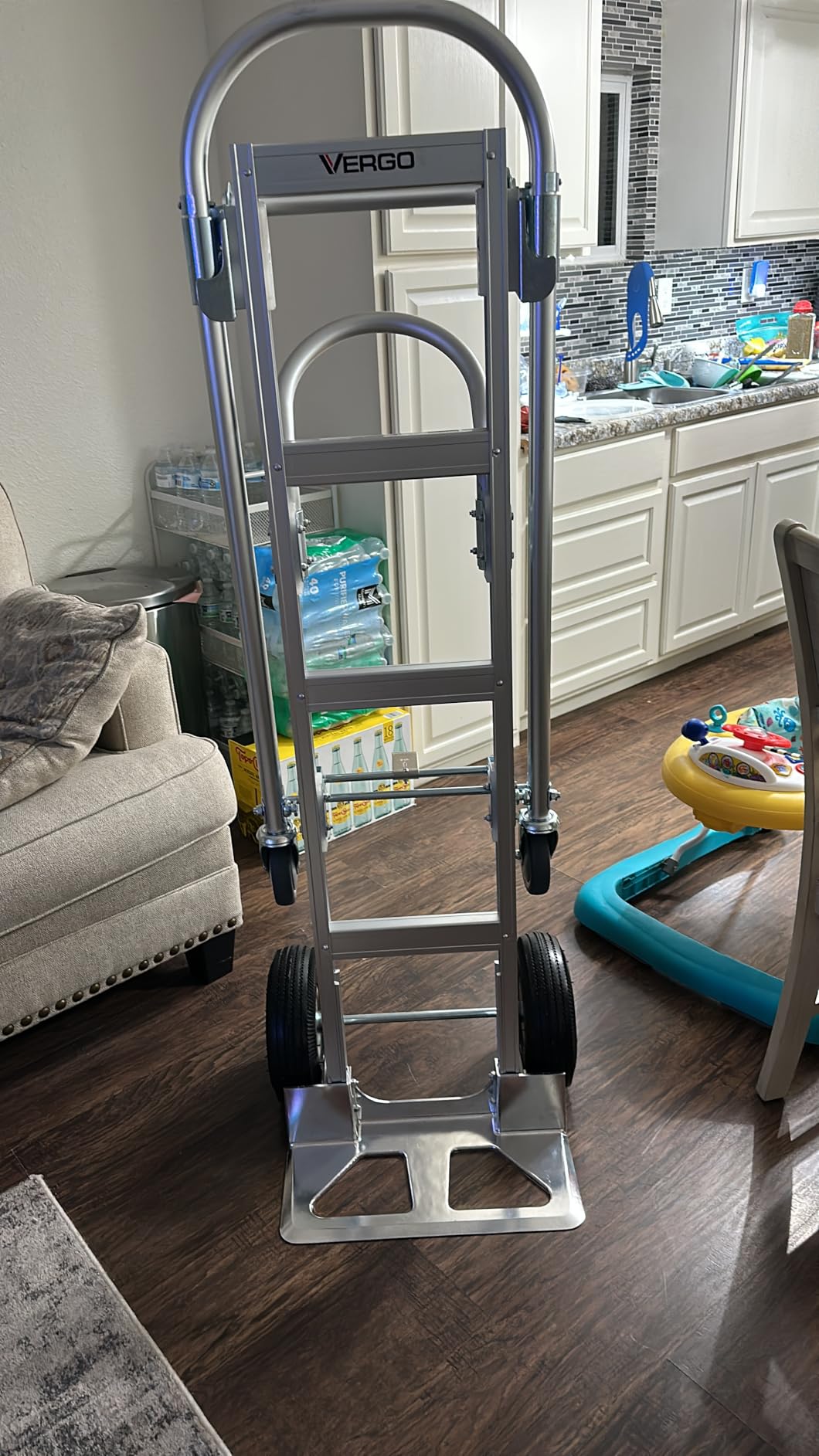 Vergo Industrial Convertible Hand Truck - AS7B Heavy Duty Aluminum 2 in 1 Dolly (800 lb Capacity) Lightweight Reinforced Frame, Ergonomic Handle, Superior Mobility Moving Dolly (2 Positions, 63