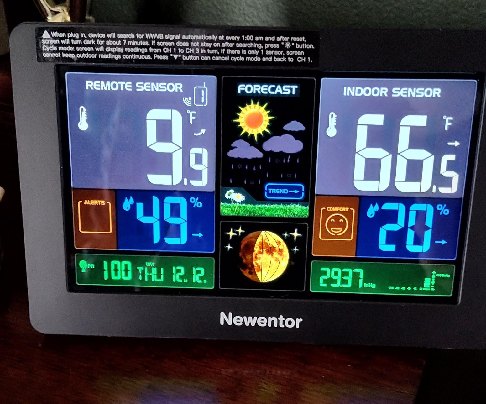 Newentor Weather Station Wireless Indoor Outdoor Thermometer, Black,1Sensor customer photo 2