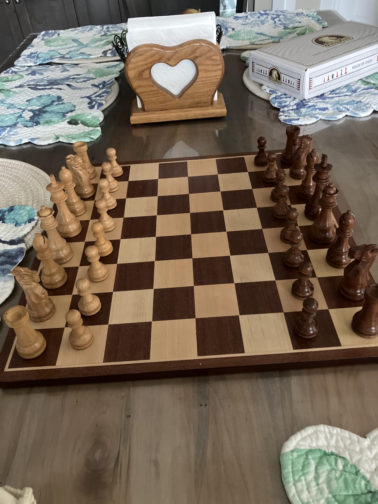 House of Chess - Tournament Chess Set Pieces - Unique Staunton Golden Acacia Wood/Boxwood - King Height: 3.75