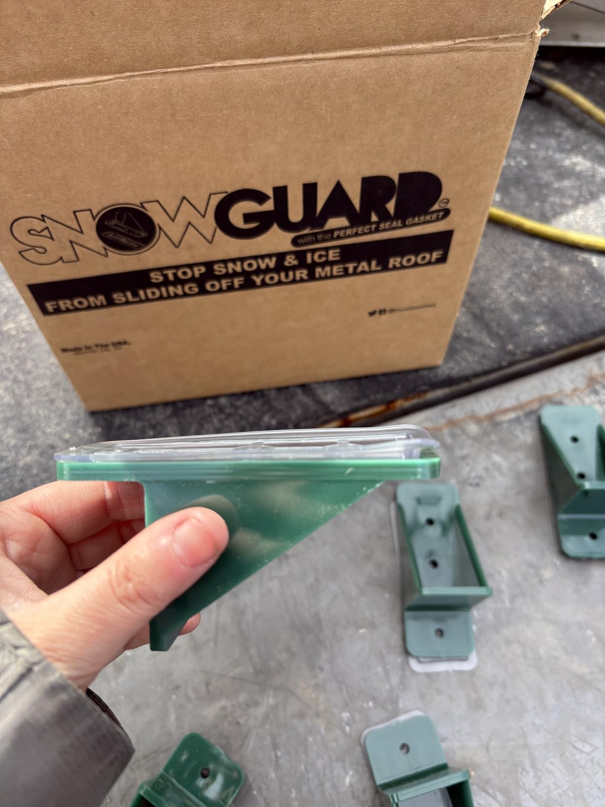 50 Pack Snow Guards for Metal Roofs - Includes Perfect Seal Gaskets & Screws - Heavy-Duty Polycarbonate Snow & Ice Stops - Prevents Sliding Snow | Black | Made in USA customer photo 1