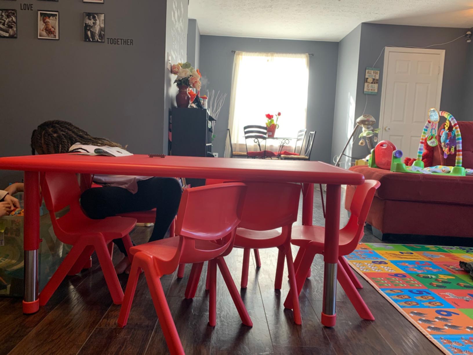 Flash Furniture 48x24 in Rectangular Activity Table with 6 Chairs, Natural customer photo 2
