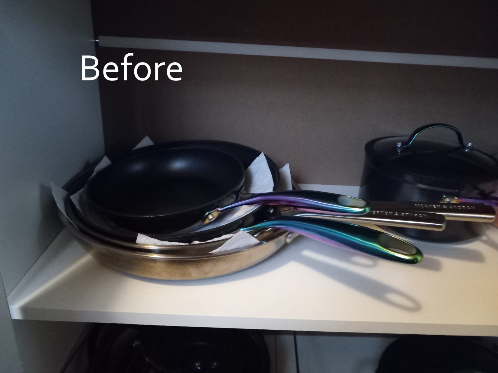 SIMPLE HOUSEWARE 5 Compartments Height Adjustable Pan Organizer, Black customer photo 1
