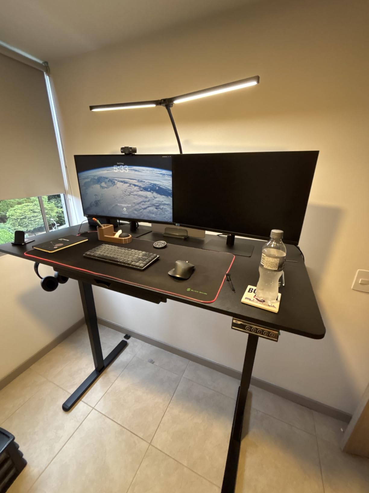 SHW 55 x 28 Electric Height Adjustable Standing Desk w/Drawer, Black customer photo 2