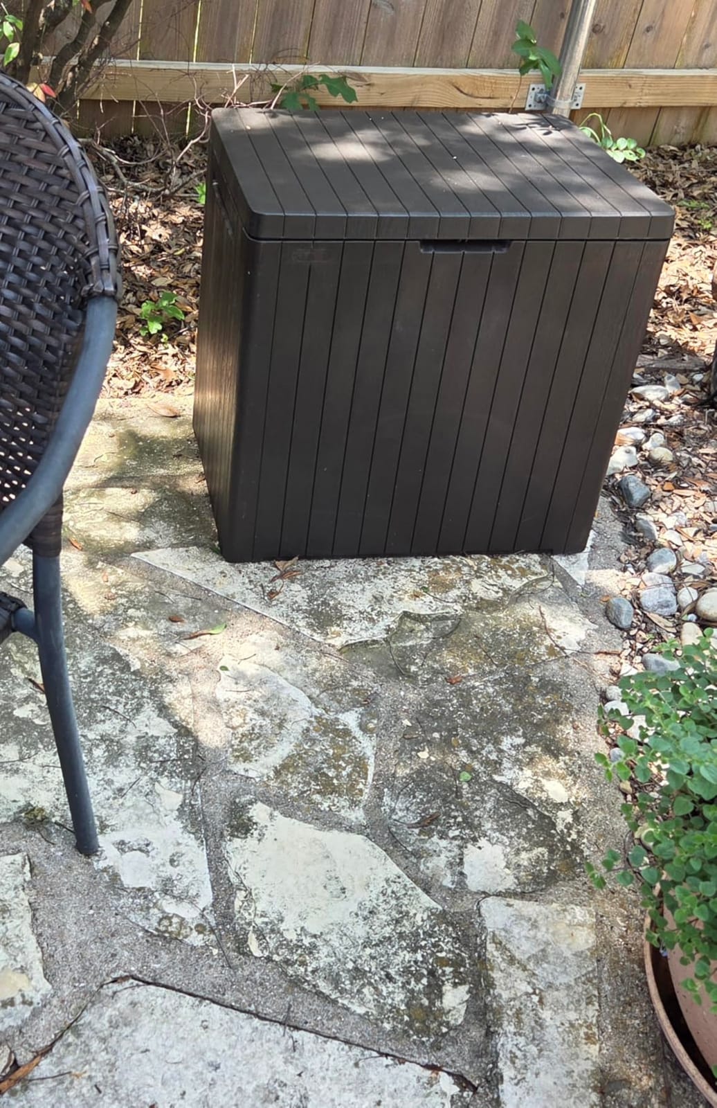 Keter City 30 Gallon Resin Outdoor Storage Box and Patio Furniture Side Table for Pool and Garden Accessories, Brown customer photo 1